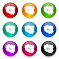 Map of Poland icon set, colorful glossy 3d rendering ball buttons in 9 color options for webdesign and mobile applications