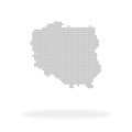 Map of Poland made with grey dots and shadow