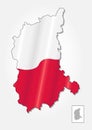 Map of Poland voivodeship Lubusz combined with waving Polish national flag - Vector