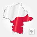 Map of Poland voivodeship Mazovian combined with waving Polish national flag - Vector