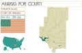 Map of Pope County in Arkansas, USA. Royalty Free Stock Photo