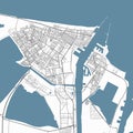 Map of Port Said, Egypt. Detailed city map, metropolitan area border