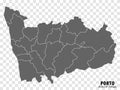 Map Porto District on transparent background. Porto District map with municipalities in gray