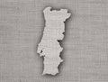 Map of Portugal on old linen Royalty Free Stock Photo