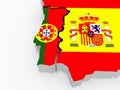 Map of Portugal and Spain. Royalty Free Stock Photo