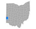 Map of Preble in Ohio Royalty Free Stock Photo