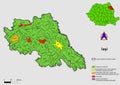 Map of Romania with administrative divisions of Iasi county map with communes, city, municipalities, county seats