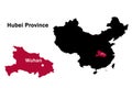 Map of province of China Hubei with designation of capital Wuhan