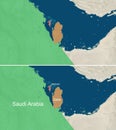 The map of Qatar,Bahrain,and Saudi Arabia with text, textless