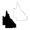 Map of Queensland Australia. Black and outline maps. EPS Vector File
