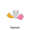 Map of Rajshahi colorful geometric illustration design, High detailed vector map of Bangladesh