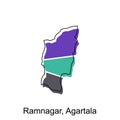 map of Ramnagar, Agartala City modern outline, High detailed illustration vector Design Template