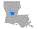 Map of Rapides in Louisiana Royalty Free Stock Photo