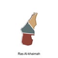 Map of Ras Al Khaimah Province of United Emirate Arab illustration design, World Map International vector template with outline