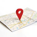 Map with a red pin isolated on white background Royalty Free Stock Photo
