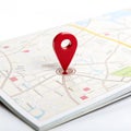 Map with a red pin isolated on white background Royalty Free Stock Photo