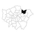 Map of redbridge in Greater London province on white background. single County map highlighted by black colour on Greater London, Royalty Free Stock Photo