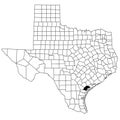 Map of refugio County in Texas state on white background. single County map highlighted by black colour on Texas map. UNITED Royalty Free Stock Photo