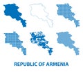 Map of Republic of Armenia - vector set of silhouettes