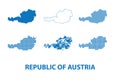 Map of Republic of Austria - vector set of silhoettes