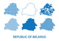 Map of Republic of Belarus - vector set of silhouettes in different patterns