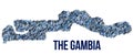 The map of the Republic of The Gambia made of pictograms of people or stickman figures. The concept of population