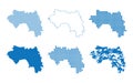 Map of Republic of Guinea - vector set of silhouettes in different patterns