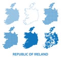 Map of Republic of Ireland - vector set of silhouettes in different patterns