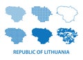 map of Republic of Lithuania - vector set of silhouettes in different patterns