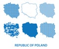 Map of Republic of Poland - vector set of silhouettes in different patterns