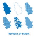 Map of Republic of Serbia - vector set of silhouettes
