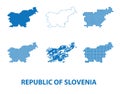 Map of Republic of Slovenia - vector set of silhouettes