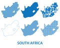 Map of Republic of South Africa - vector set of silhouettes in different patterns