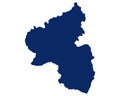 Map of Rhineland-Palatinate in blue colour