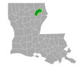Map of Richland in Louisiana