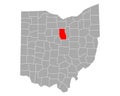 Map of Richland in Ohio