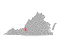 Map of Roanoke in Virginia