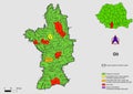 Map of Romania with administrative divisions of Olt county map with communes, city, municipalities, county seats