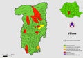 Map of Romania with administrative divisions of Valcea county map with communes, city, municipalities, county seats