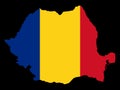 Map of Romania and Romanian flag