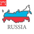 Map of Russia color line icon, country and geography, russia map flag sign vector graphics, editable stroke filled Royalty Free Stock Photo