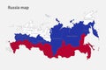 Map of the Russia in the colors of the flag with administrative divisions Royalty Free Stock Photo