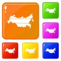 Map of Russia icons set vector color Royalty Free Stock Photo