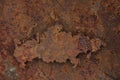 Map of Russia on rusty metal