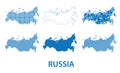 Map of Russia - vector set of silhouettes in different patterns