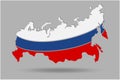 Map of Russian Federation with national flag isolated 3d. Vector Illustration Royalty Free Stock Photo
