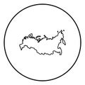 Map of Russian icon black color in circle round