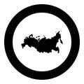 Map of Russian icon black color in circle round