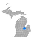 Map of Saginaw in Michigan Royalty Free Stock Photo