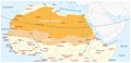 Map of the Sahara desert and Sahel zone Royalty Free Stock Photo